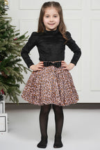 BLACK HI-NECK AND LEOPARD SKIRT