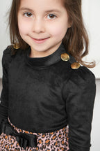 BLACK HI-NECK AND LEOPARD SKIRT