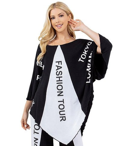 Black/White Fashion Tour V-Point Tunic