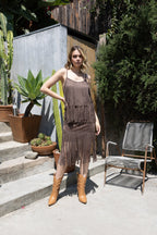 Choco Tiered Fringe Suede Cami Top