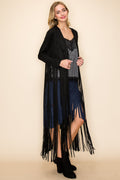 Black Suede Fringe Duster Jacket