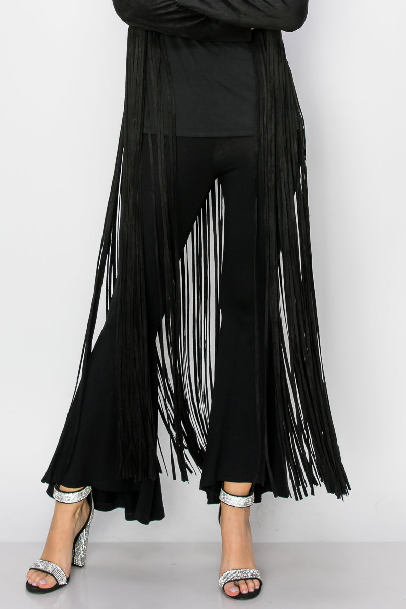 Black Suede Fringe Duster Jacket