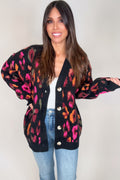 Black Leopard Print Oversized Sweater