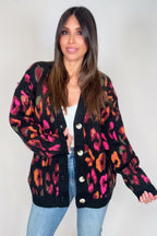 Black Leopard Print Oversized Sweater
