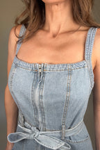 Blue B Denim Tiered Zip Midi Dress