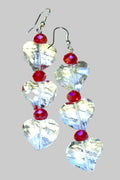 Clear Red Heart Drop Earrings