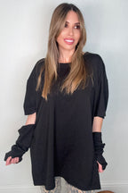 Black Layered Sleeve Top