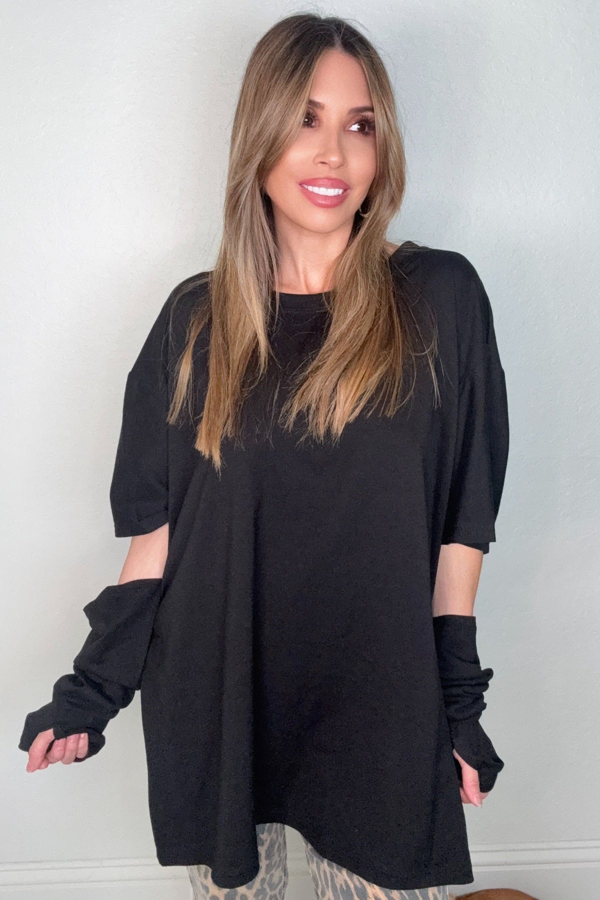 Black Layered Sleeve Top