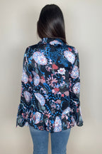 Black Ruffle Flare Sleeve Top