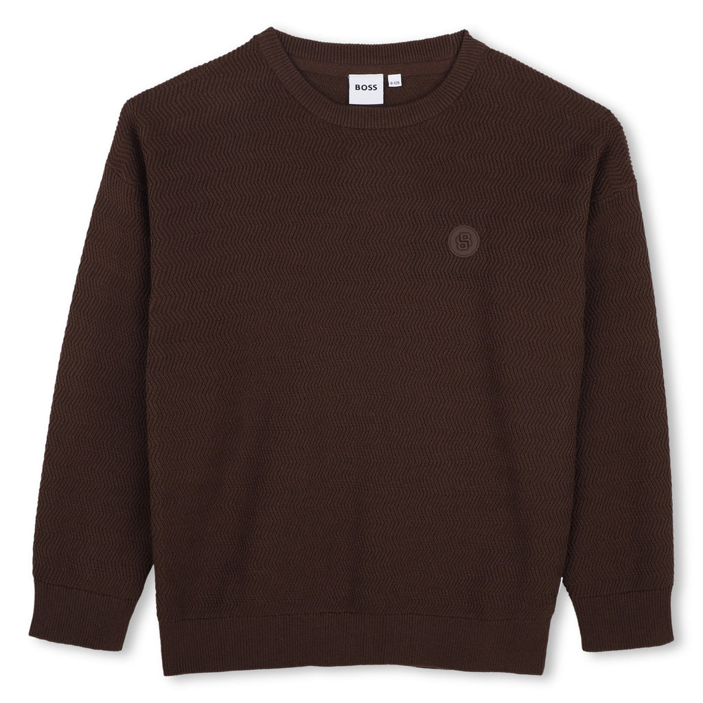 Boss Wavy knit brown sweater