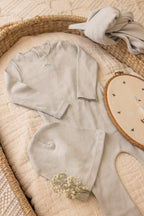 Bee & Dee Little wings pointelle blue footie set