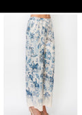 Blue Cowgirl Print Wide Leg Pants