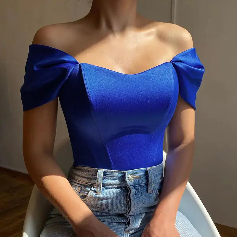 Lunara Elegant Satin Blouse – Silky Smooth Finish, Lightweight Women's Top | Blue, Apricot | S–L