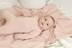 Bee & Dee Raised embroidery pink footie set