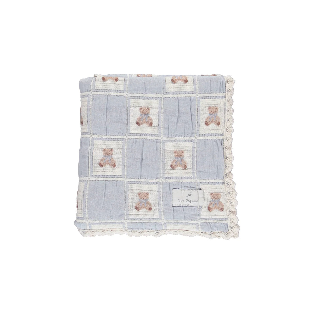 Bebe Organic Teddy blue patchwork blanket