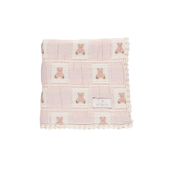 Bebe Organic Teddy mauve patchwork blanket