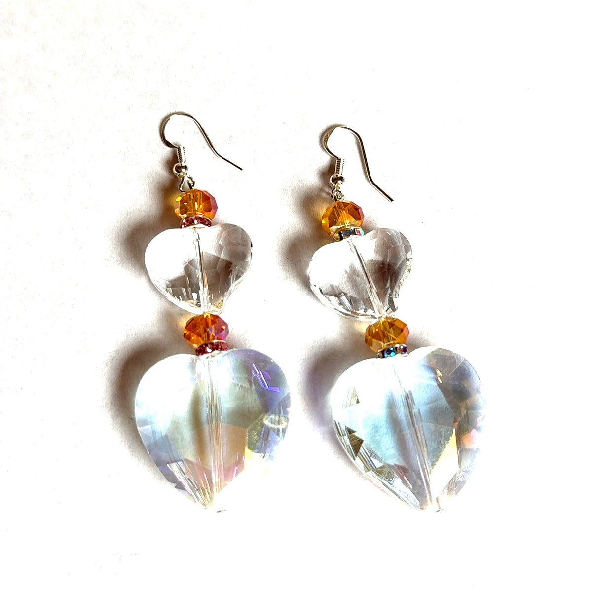 Crystal Hearts Drop Earring