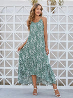Lunara Floral Maxi Dress – Tied Back, 100% Polyester Summer Dress | Sage, Royal Blue | S–L
