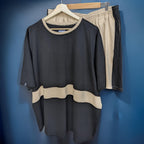 Black and Beige Stripe Premium Cotton Co-ord Set