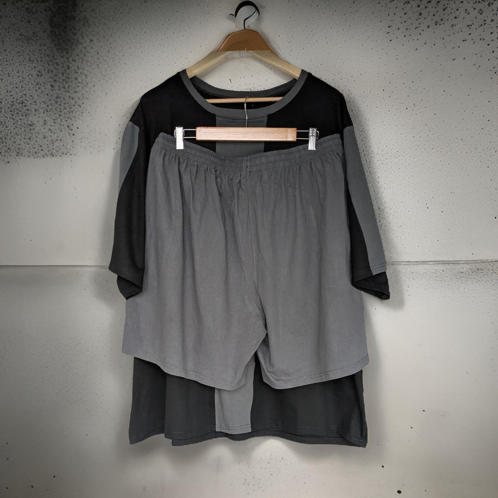 Black and Grey Block Style Premium Cotton Co-ord Set