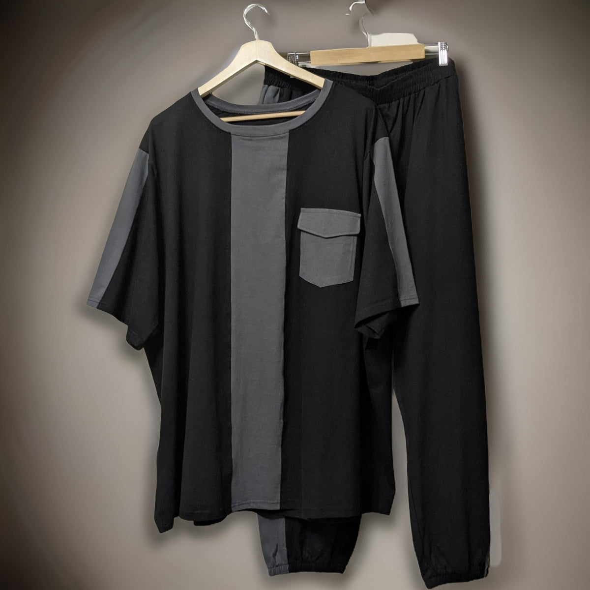 Black and Grey Block Style Premium Cotton Co-ord Set