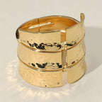 Bold Wide Textured Metal Hinged Bangle Bracelet