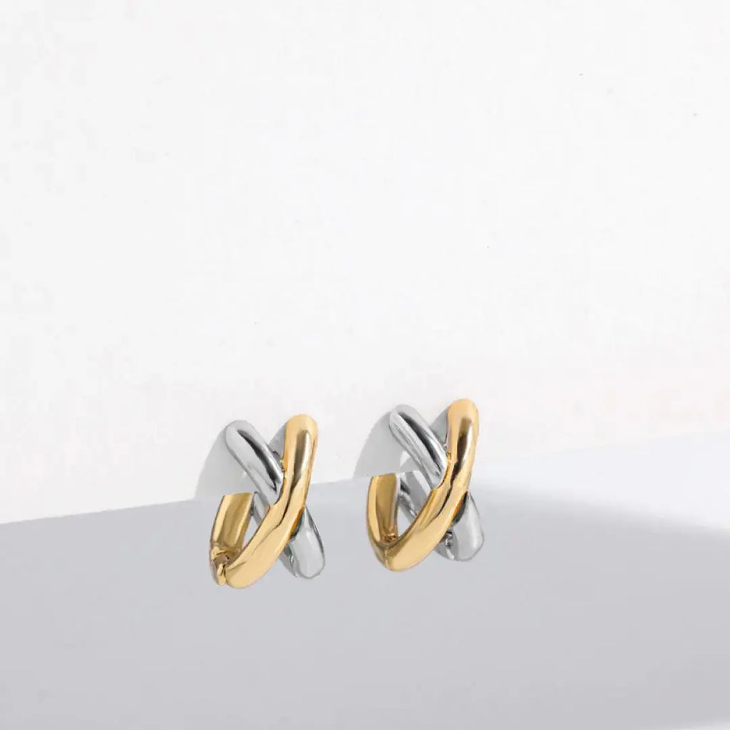 Lunara Tork Huggie Earrings – Gold & Silver-Plated Brass, Everyday Wear