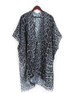 Black Leopard Print One Size Kimono Duster