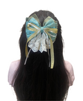 Olive satin with lace hair clip