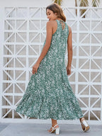 Lunara Floral Maxi Dress – Tied Back, 100% Polyester Summer Dress | Sage, Royal Blue | S–L