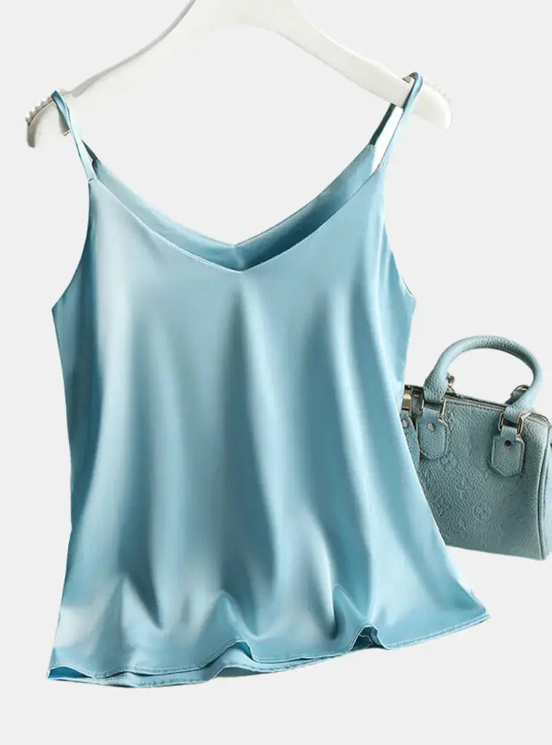 Lunara Satin Tank Top – Lightweight Everyday Wear, Silky Smooth Finish | Apricot, Blue, Gray | S–XXL