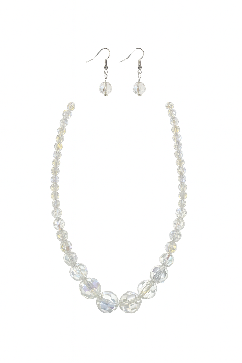 Crystal Faceted Bead Necklace and Earring Set