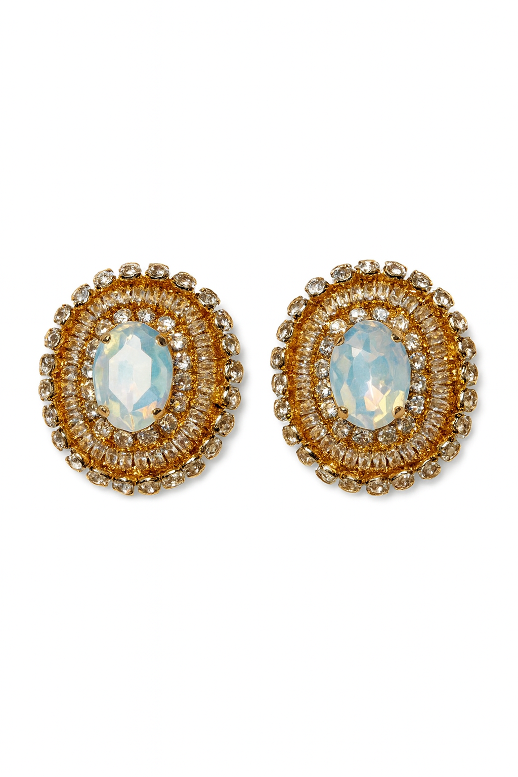 Crystal Opal and Gold Statement Earrings