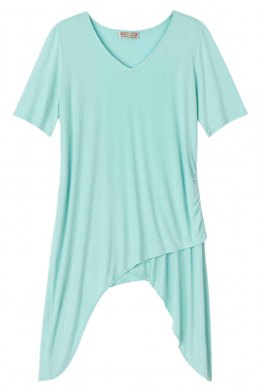 Aqua Solid Asymmetrical Top-Double Point