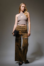Blue B Dark Leopard Print Cut-Out Rhinestone Jeans