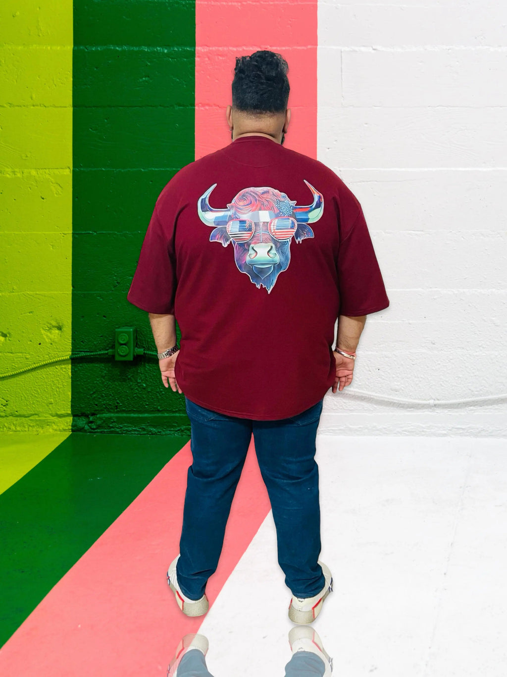 Maroon Oversized Bull Tshirt