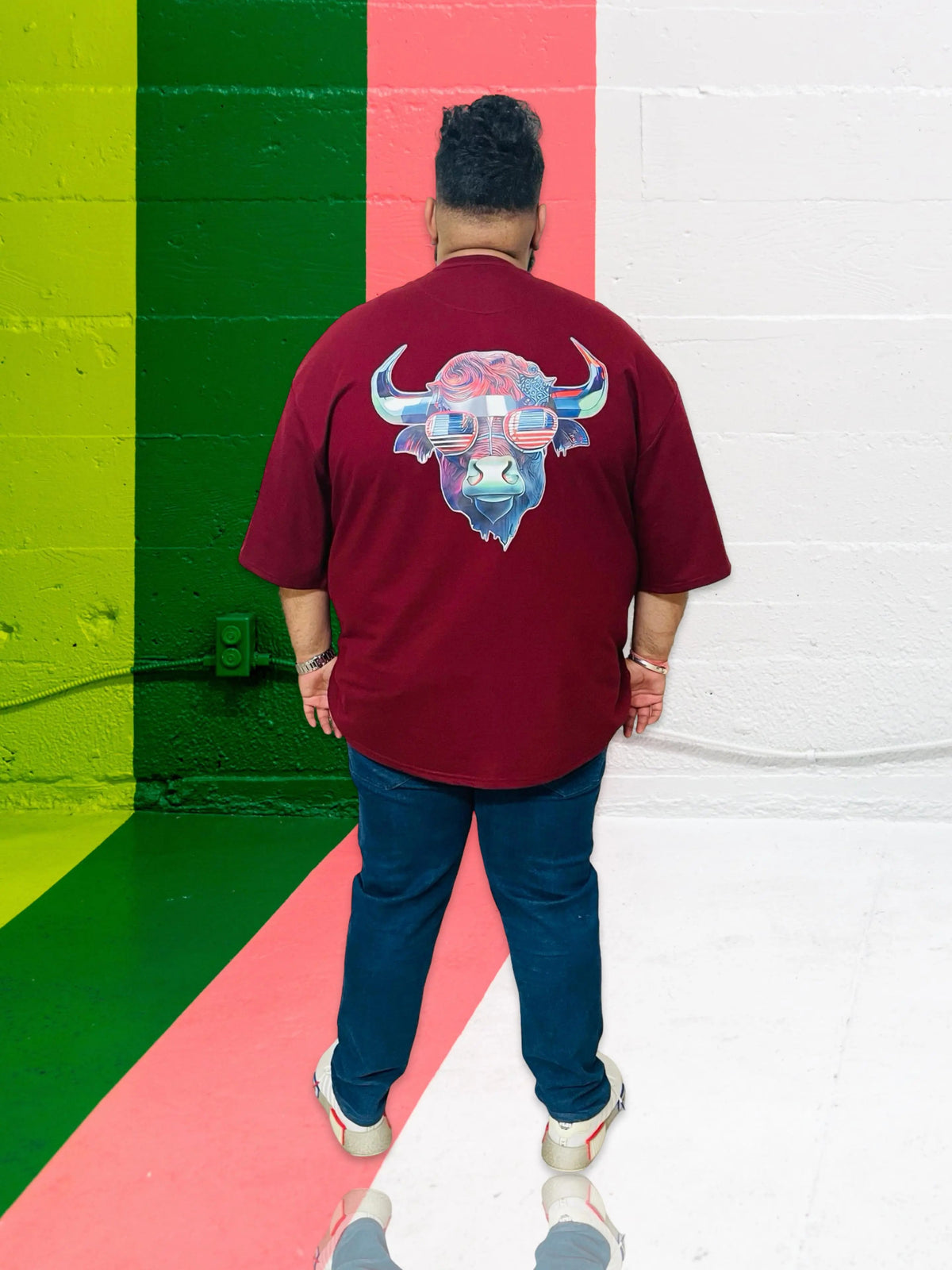 Maroon Oversized Bull Tshirt