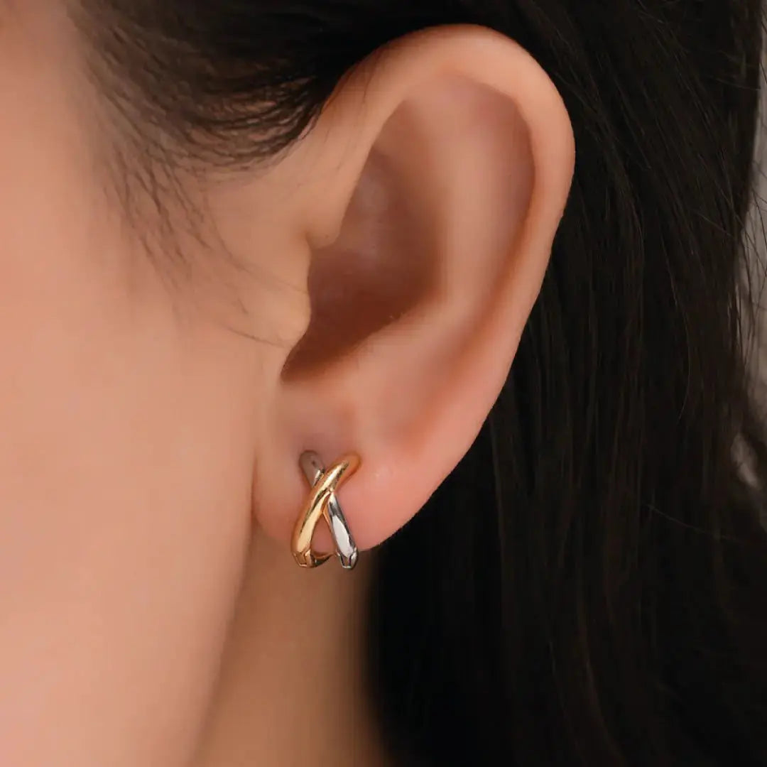 Lunara Tork Huggie Earrings – Gold & Silver-Plated Brass, Everyday Wear