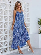 Lunara Floral Maxi Dress – Tied Back, 100% Polyester Summer Dress | Sage, Royal Blue | S–L